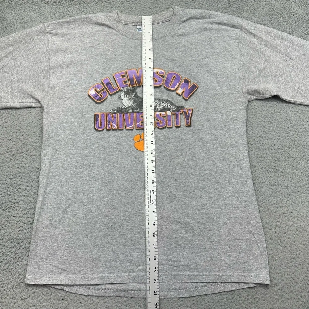 Gildan Ultra Cotton Heavyweight Size Large Clemson Univ. Tigers Gray L/S T-Shirt
